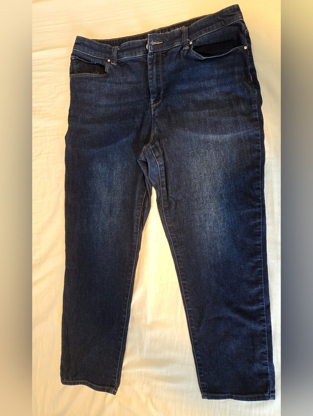 Chico's Perfect Stretch Girlfriend Slim Leg Ankle Jeans in Deep Indigo Size 2.5